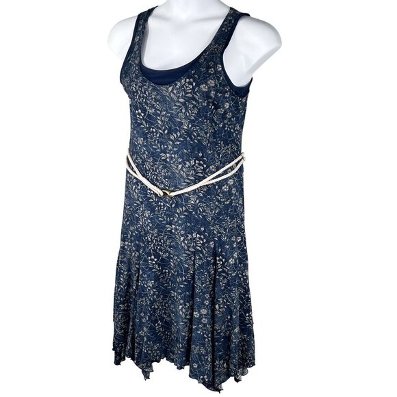 LRL Lauren Jeans Co Womens M Foliage Leaf Tank Dress Rope Belt Handkerchief Hem - Picture 5 of 16